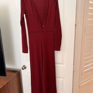 Red Long Sleeve Jumpsuit